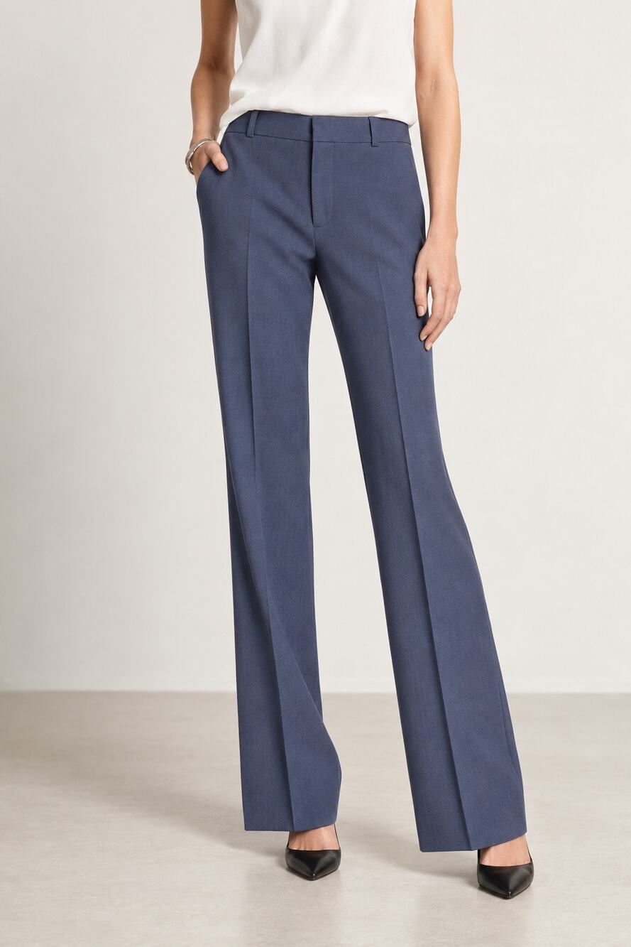 Banana Republic Womens 8 Petite Logan Pants Wool Blend Mid Rise Navy Office